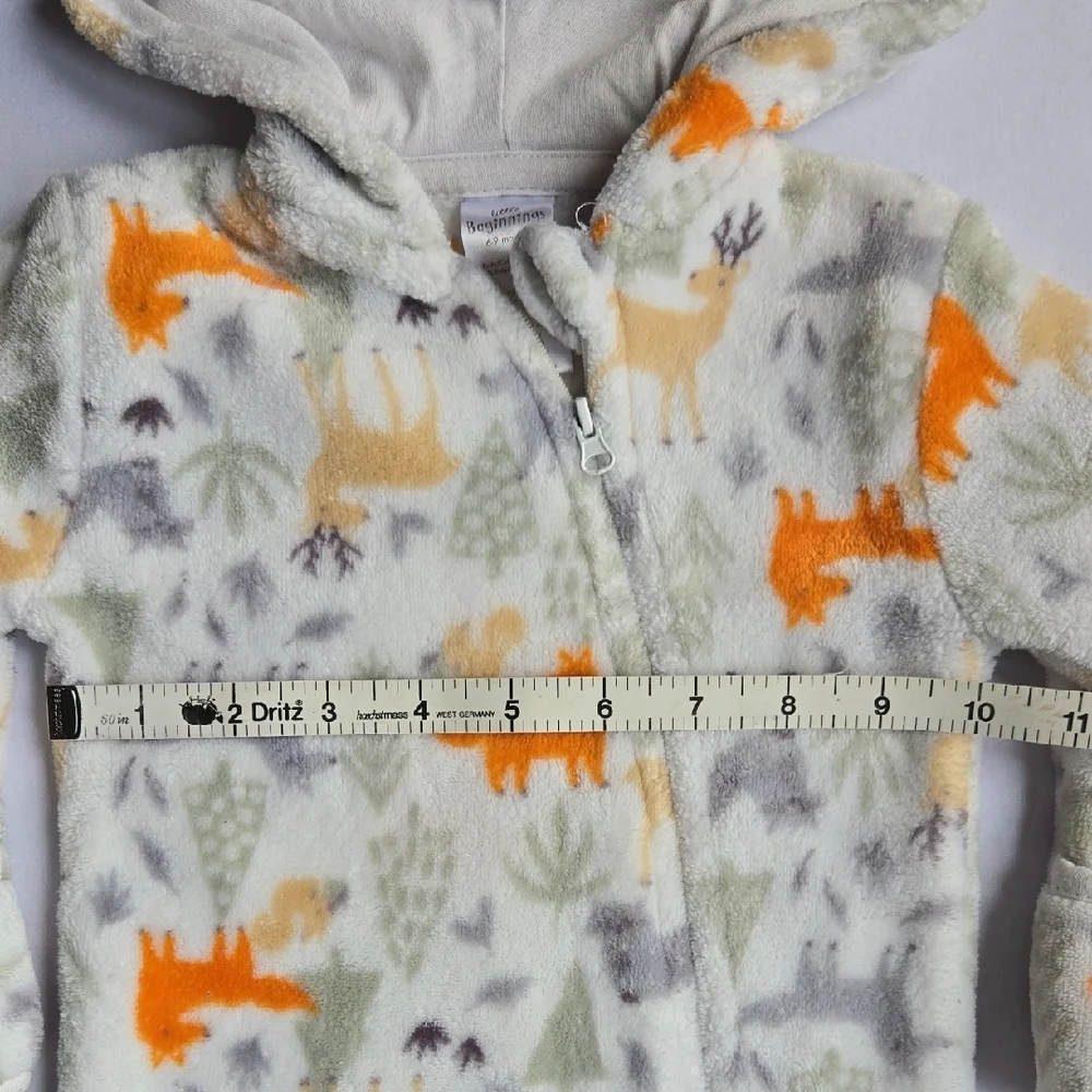 Little Beginnings 6-9mo Soft, Cozy Forest Fox Fleece Hooded Baby Bunting, Pram